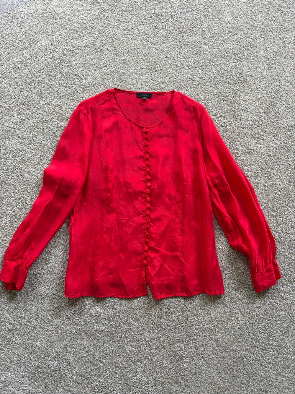 Women's Red Button-Front Long Sleeve Blouse (amazing condition, vintage)